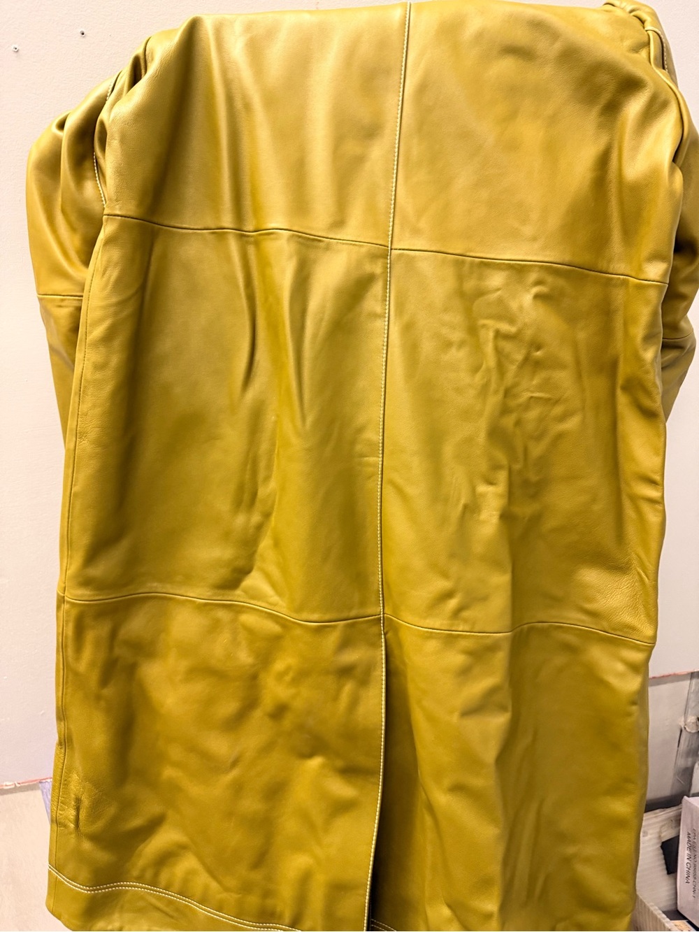 Women's Olive Long Trench Coat with Patch Pockets - Picture 4 of 4